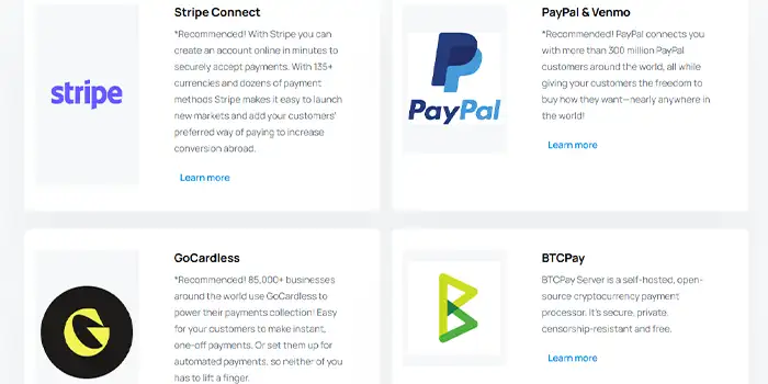 Invoice Ninja payment gateways